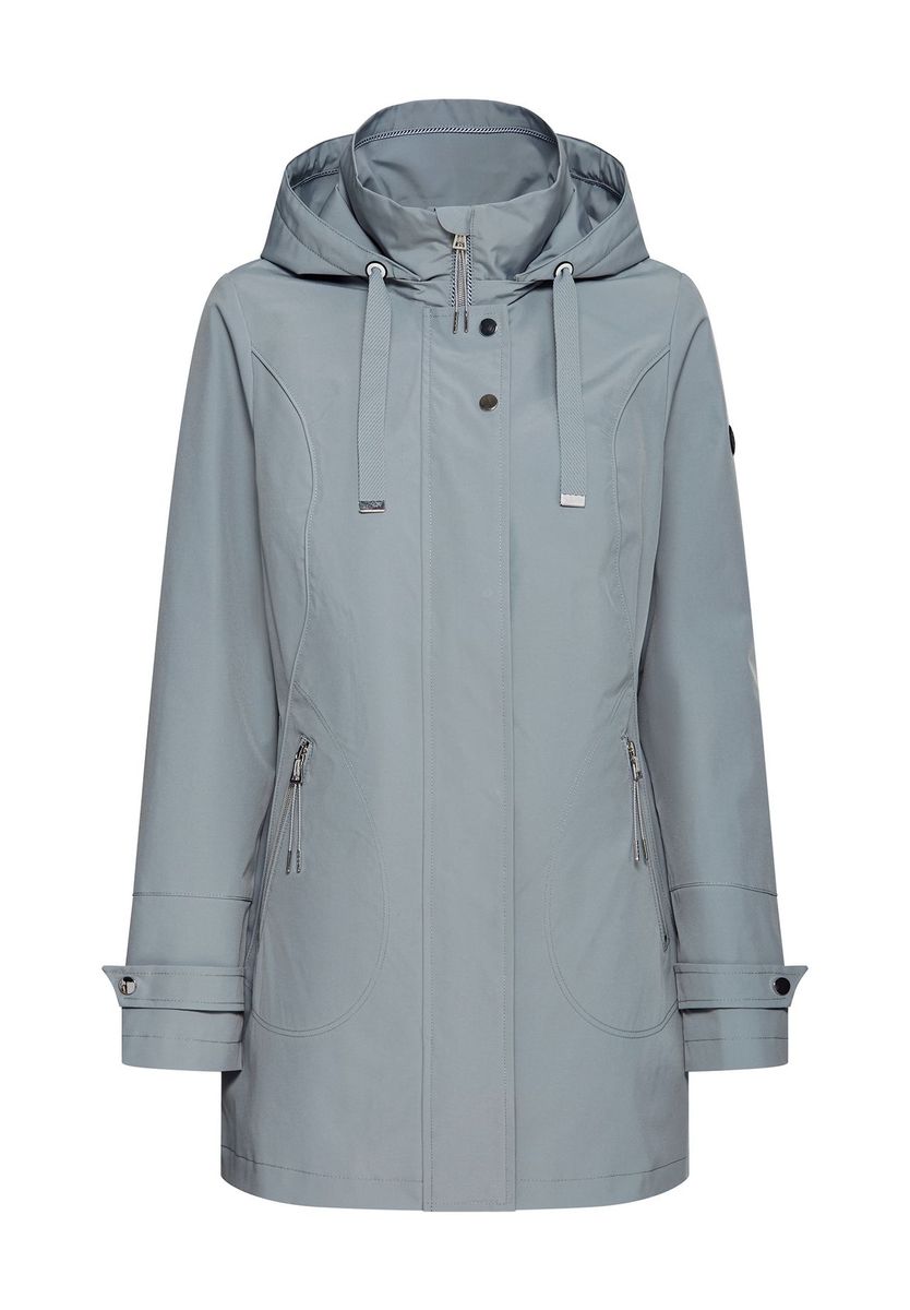 Regenmantel mit Kapuze und Stehkragen