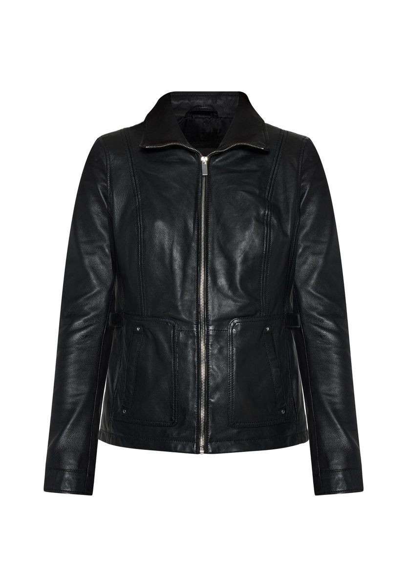 Klassische Damen Lederjacke mit Reißverschluss