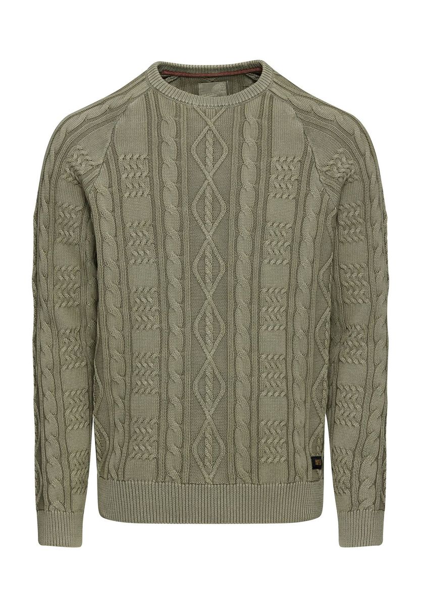 Baumwollpullover mit Zopfmusterstruktur