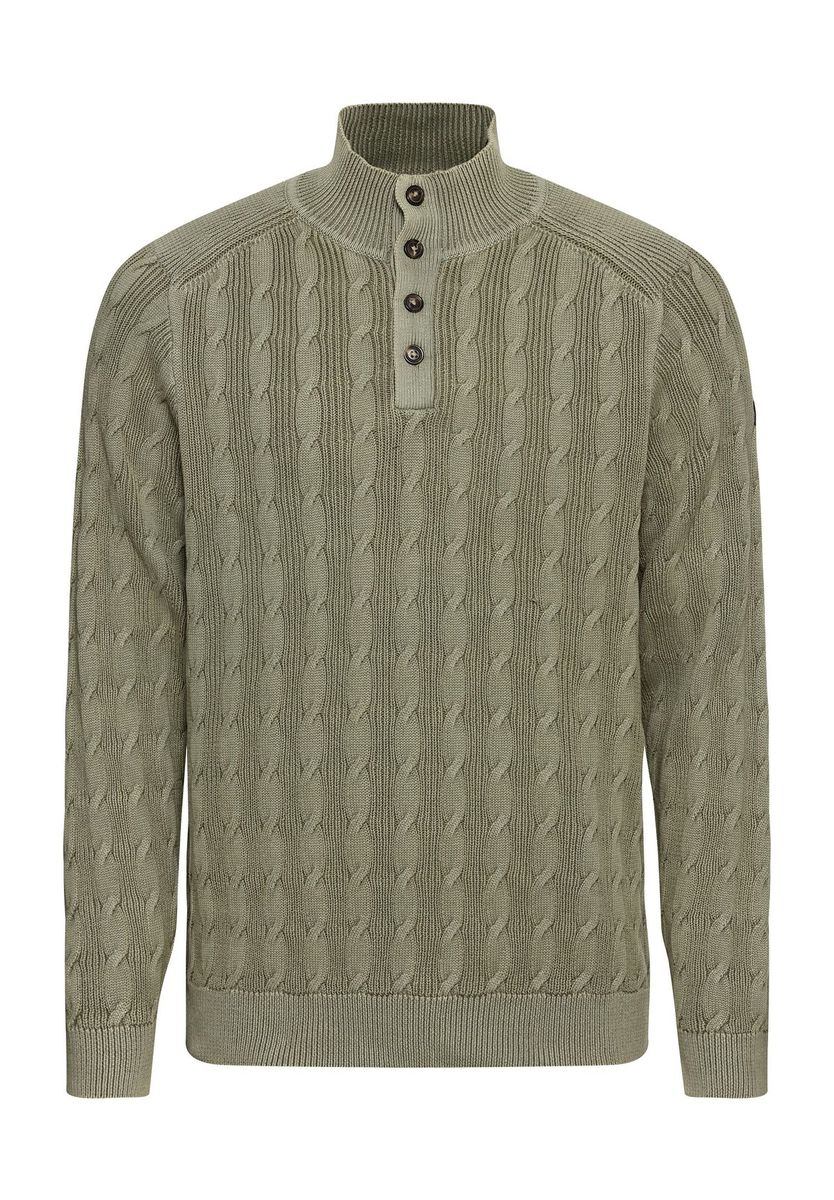 Zopfstrick Baumwoll Pullover mit Knopfleiste