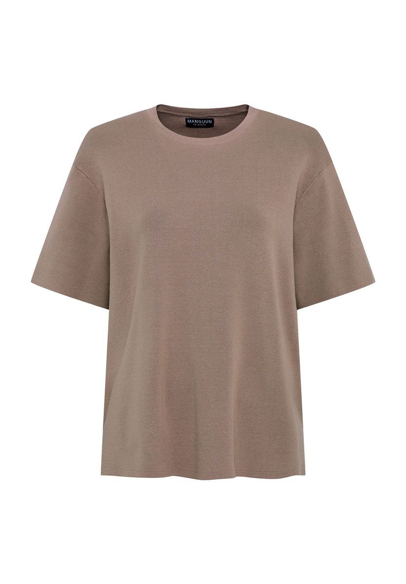 Boxy Strick T-Shirt mit Rippstruktur