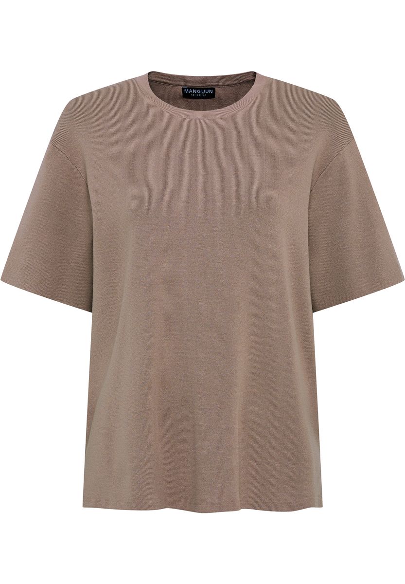 Boxy Strick T-Shirt mit Rippstruktur