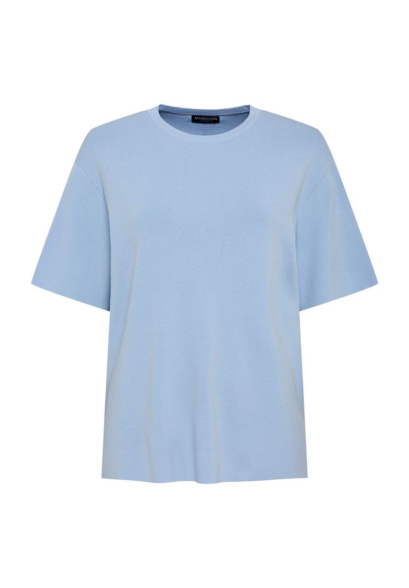 Hellblaues Strick-T-Shirt mit Relaxed-Fit