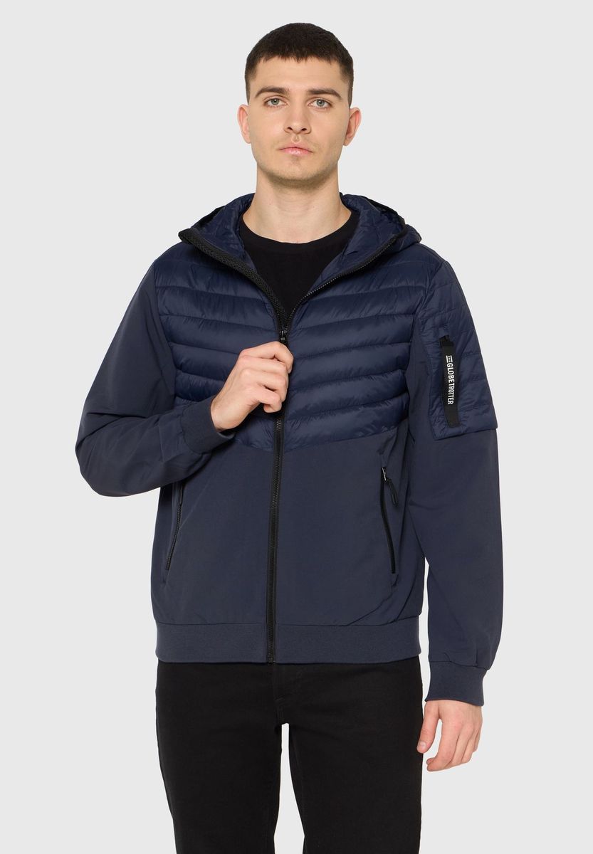 GLOBETROTTER Hybridjacke, Stehkragen, für Herren, blau, M