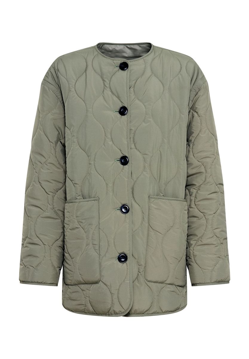 Gesteppte Jacke mit Knopfleiste in Salbeigrün