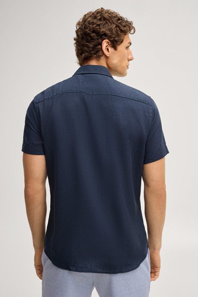 Leinenmix Kurzarm-Hemd Pit in Navy