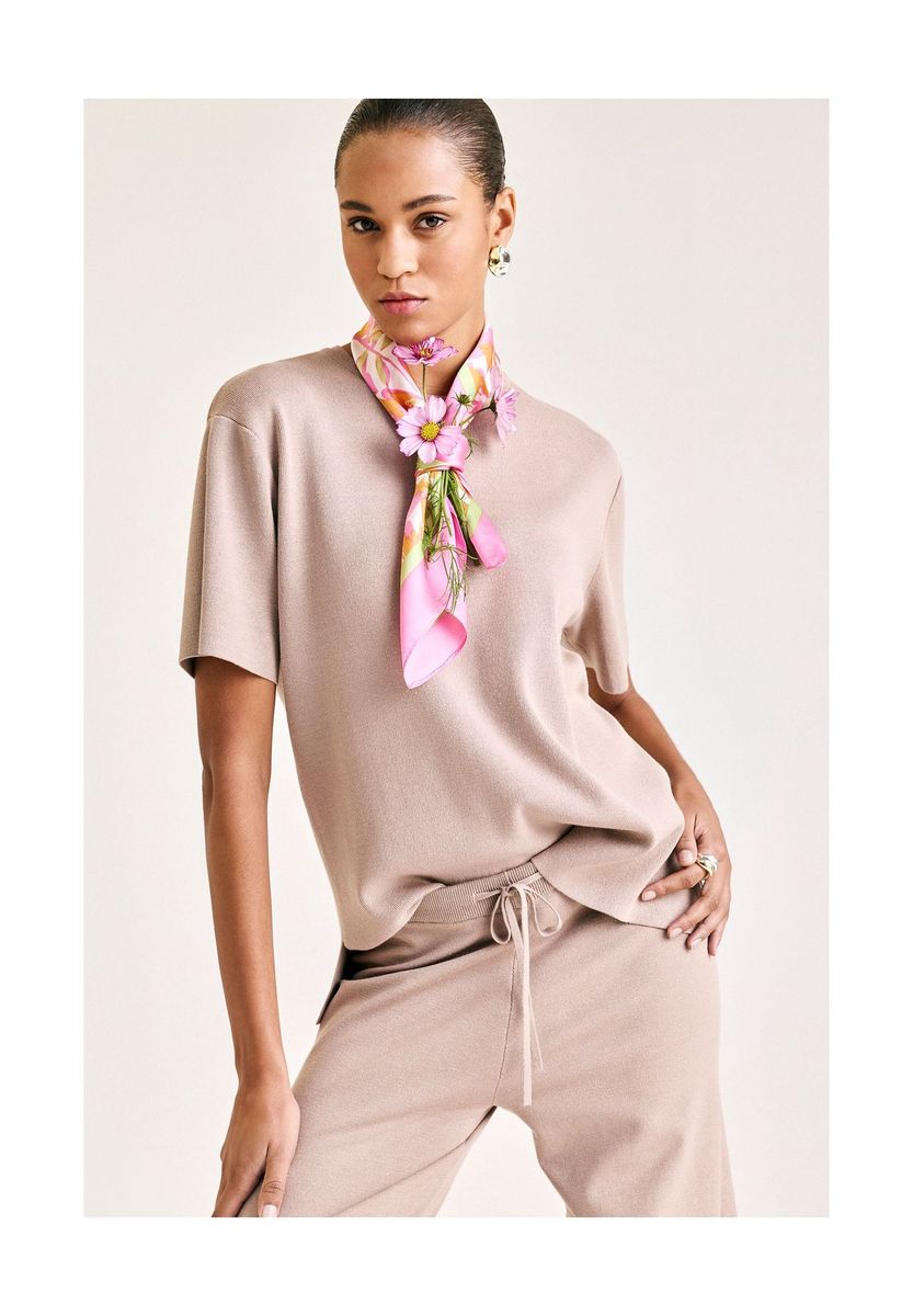 Strick-T-Shirt mit Wollanteil in lockerer Passform