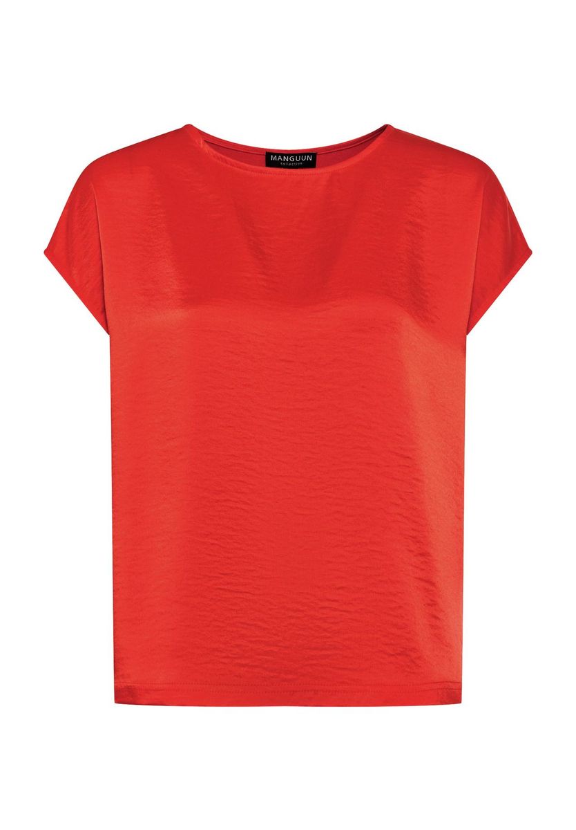 Satin Kurzarm Blusenoberteil