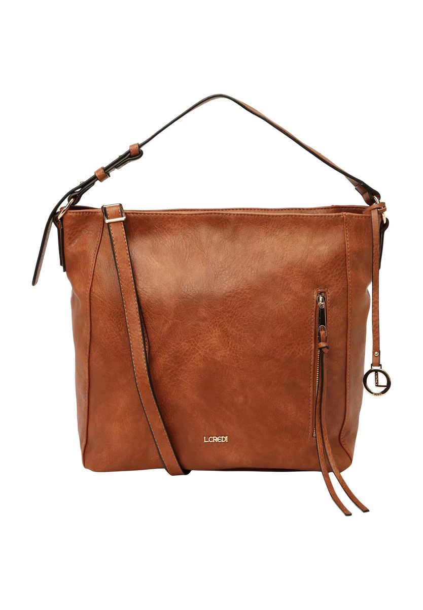 L.CREDI Henkeltasche, Reißverschlussfächer, Anhänger, für Damen, braun, 99