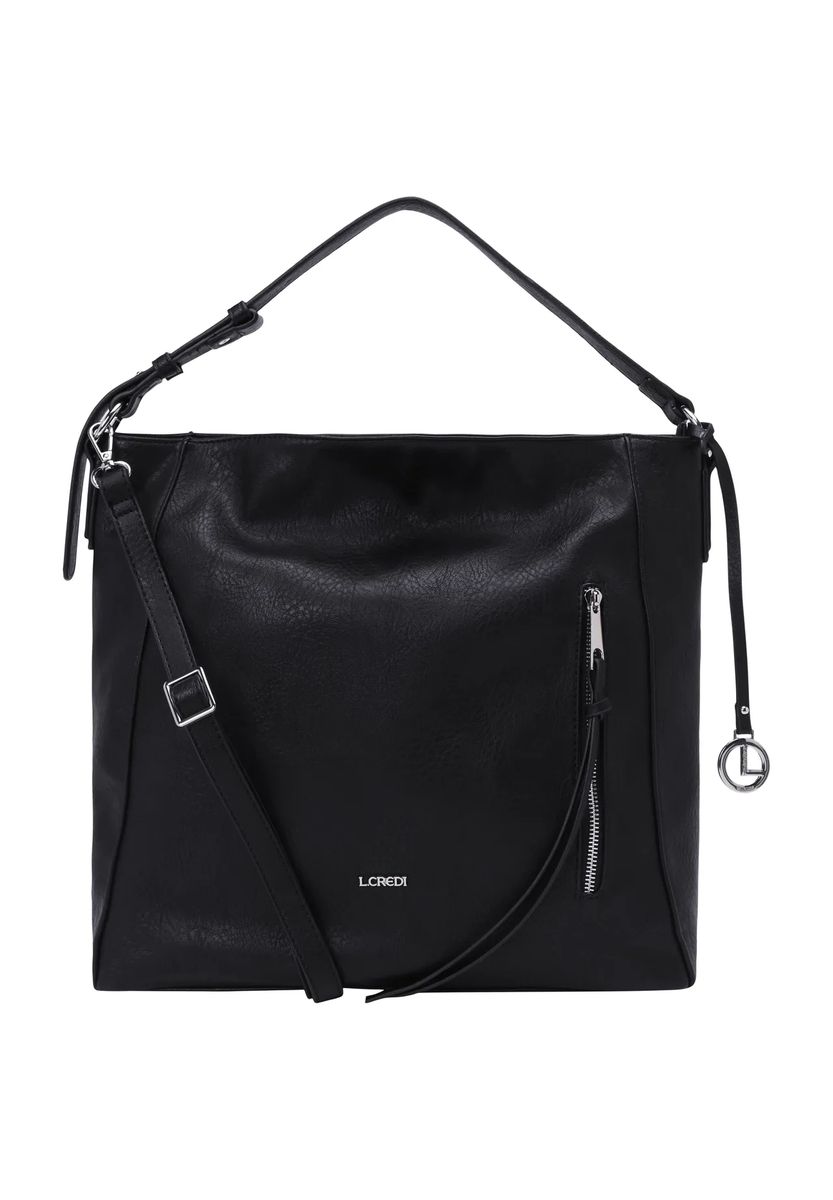 L.CREDI Henkeltasche, Reißverschlussfächer, Anhänger, für Damen, schwarz, 99