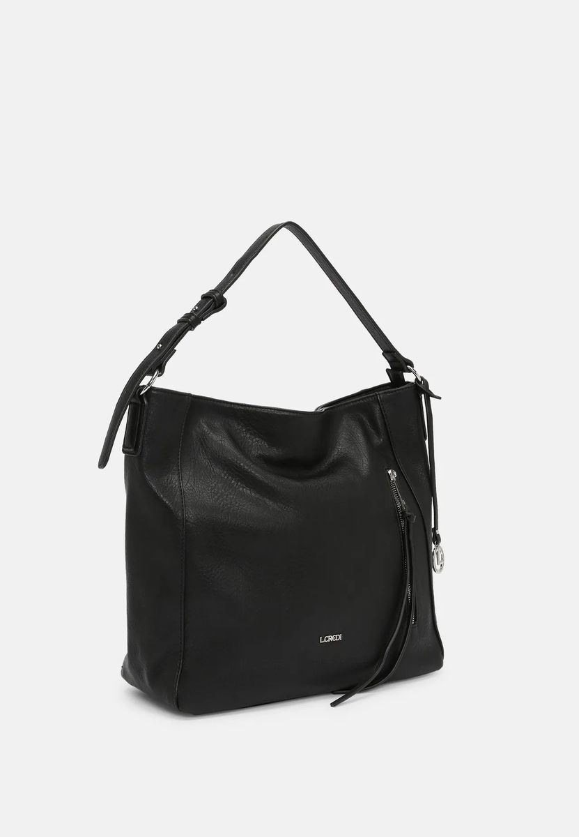 L.CREDI Henkeltasche, Reißverschlussfächer, Anhänger, für Damen, schwarz, 99