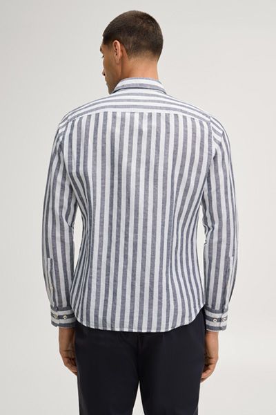 Mano Pit Gestreiftes Hemd in Marineblau und Weiß Baumwollmischung