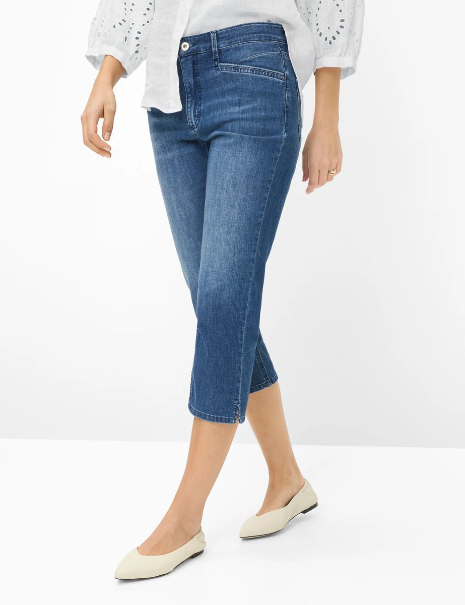 Brax Damen Caprihose Style MARY C USED REGULAR BLUE, denim blau, Gr. 34