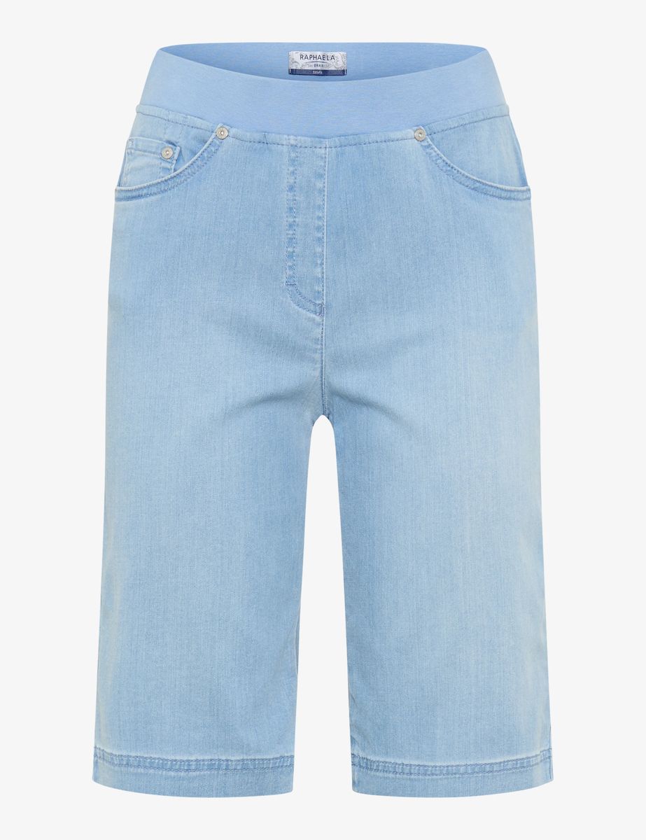 Raphaela by Brax Damen Hose Style PAMINA BERMUDA BLEACHED LIGHT BLUE SLIGHTUSED, denim hellblau, Gr. 36