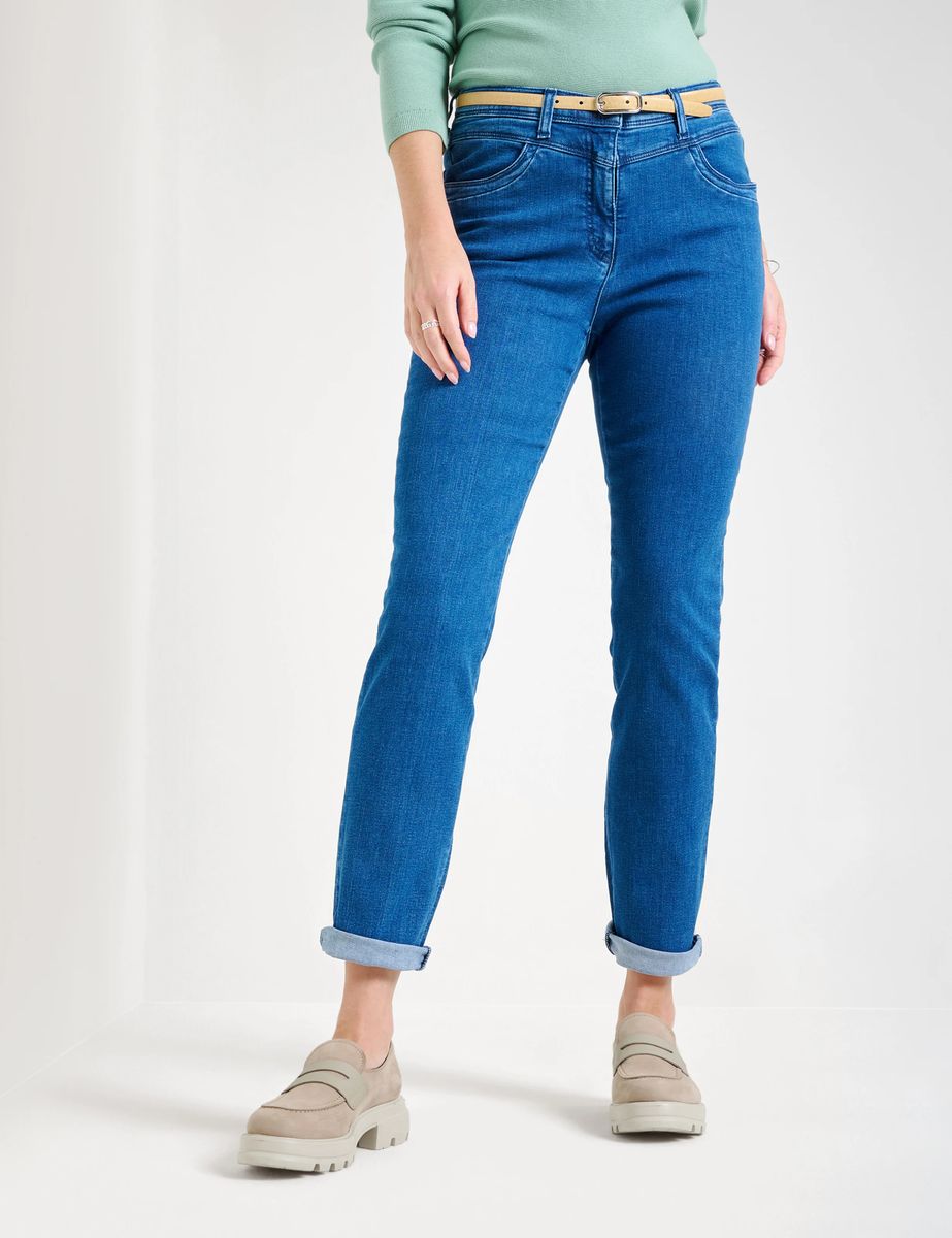 Raphaela by Brax Damen Five-Pocket-Hose Style LAURA NEW STONED, denim blau, Gr. 52K
