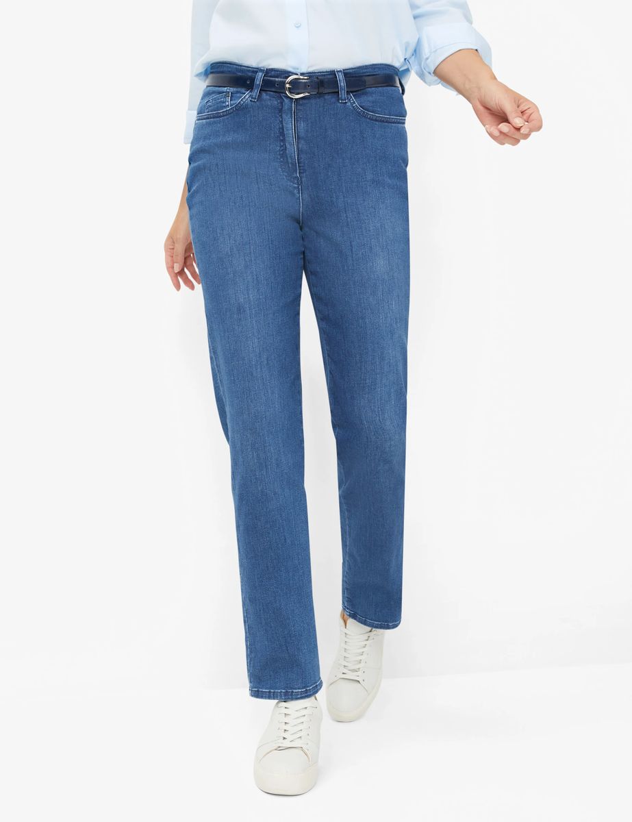 Raphaela by Brax Damen Five-Pocket-Hose Style PATTI STRAIGHT STONED, denim blau, Gr. 36