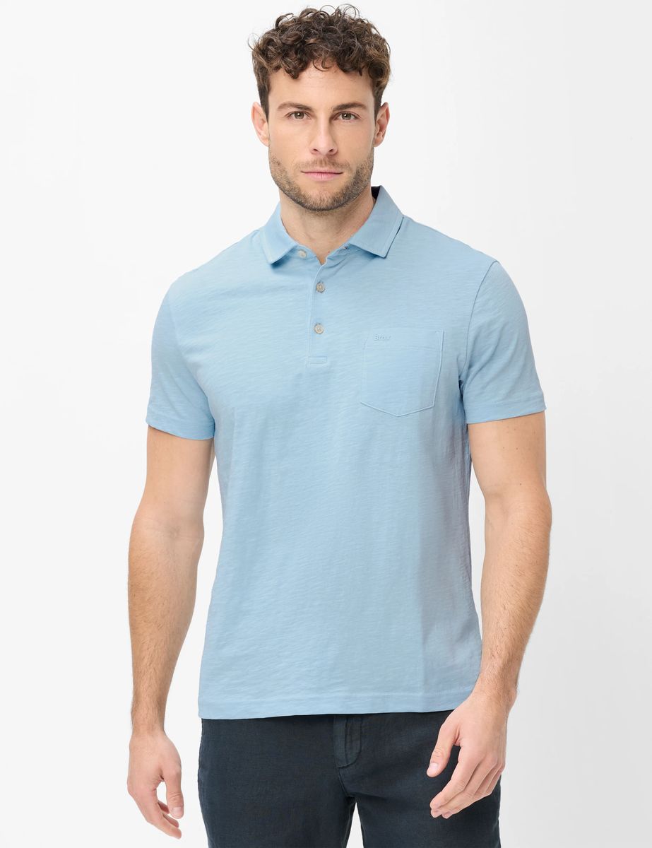 Kurzärmeliges Slub-Baumwoll-Poloshirt
