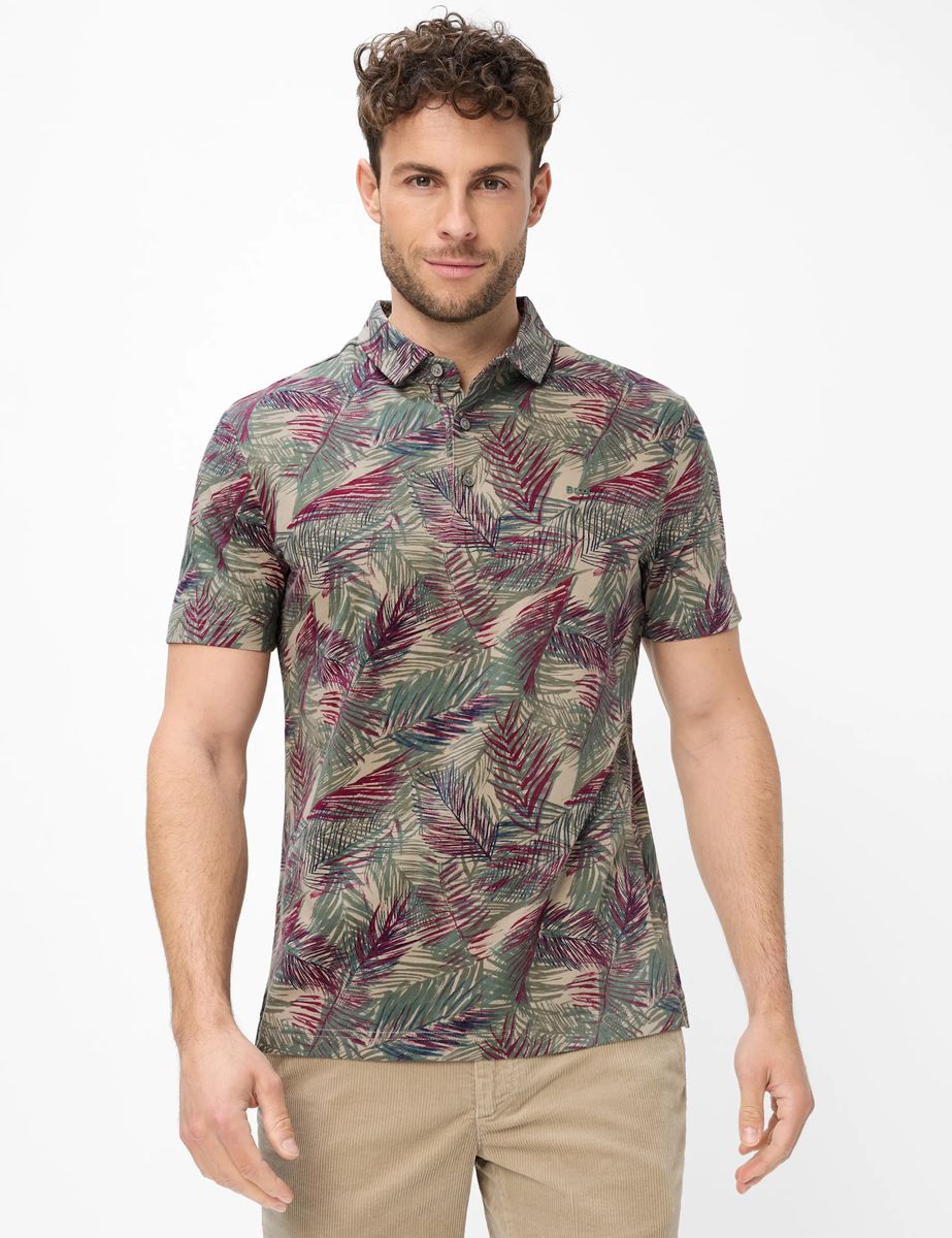 Polo-Shirt mit tropischem Blätterprint
