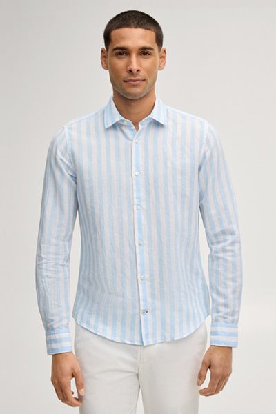 GANT Herren Pit Gestreiftes Hemd Hellblau und Weiß Baumwolle