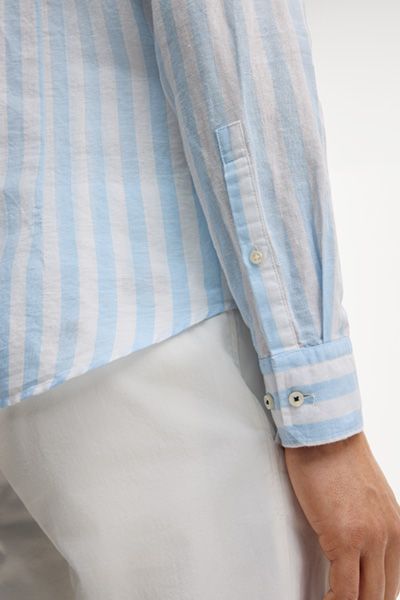GANT Herren Pit Gestreiftes Hemd Hellblau und Weiß Baumwolle