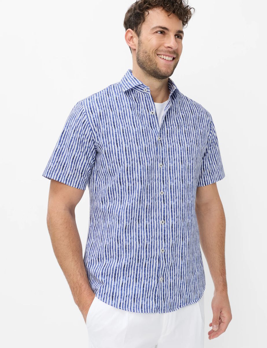Brax Herren Hemd Style HARDY atlantic, Blau, Gr. L