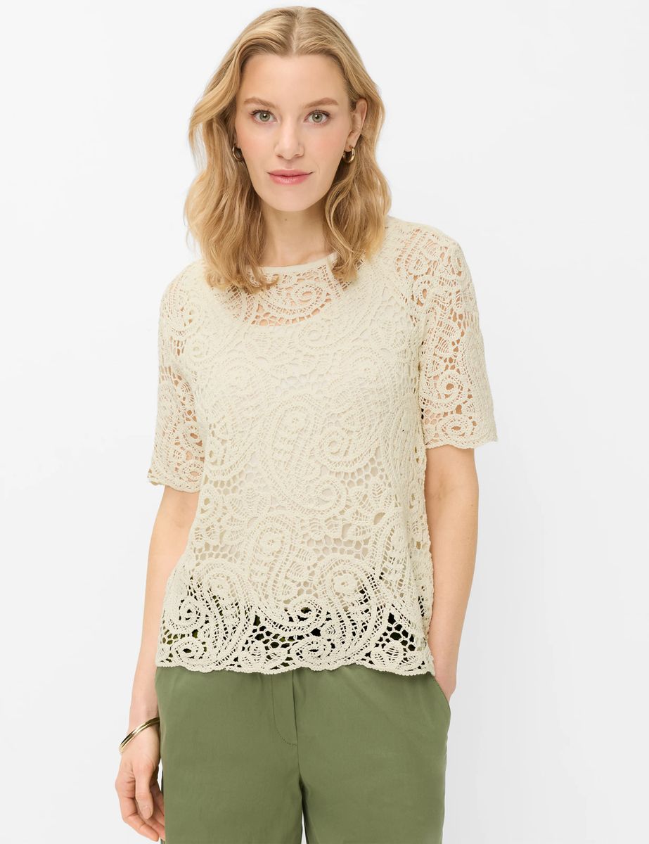 Brax Damen Shirt Style CARA S soft ecru, cremeweiß, Gr. 34