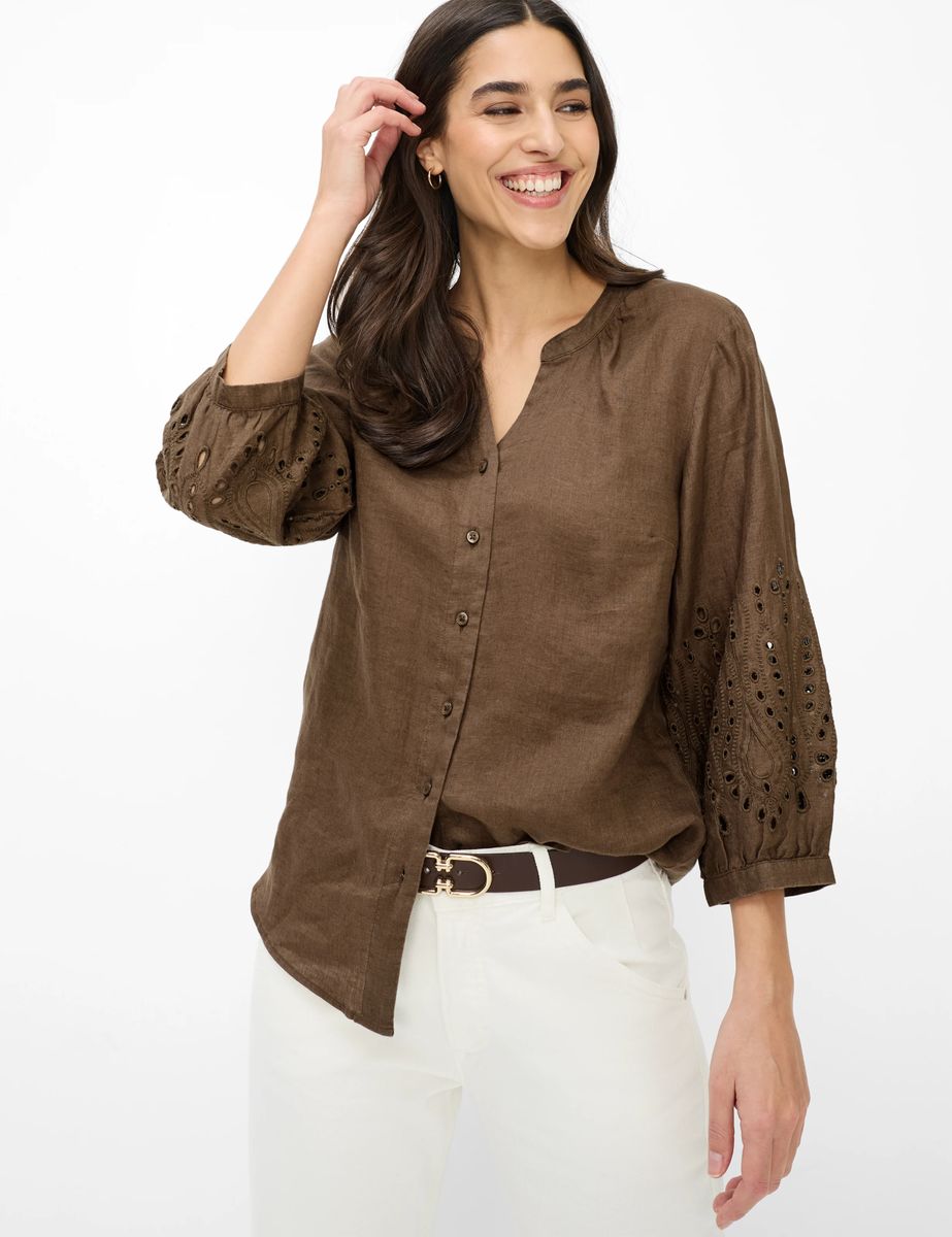 Brax Damen Bluse Style VELIA mocha brown, dunkelbraun, Gr. 34
