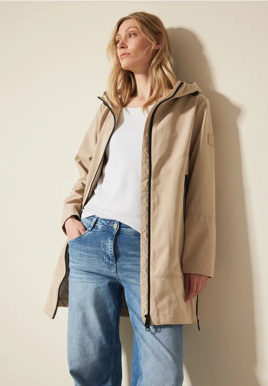 Cecil Damen Moderner Mantel in Beige, Gr: XS