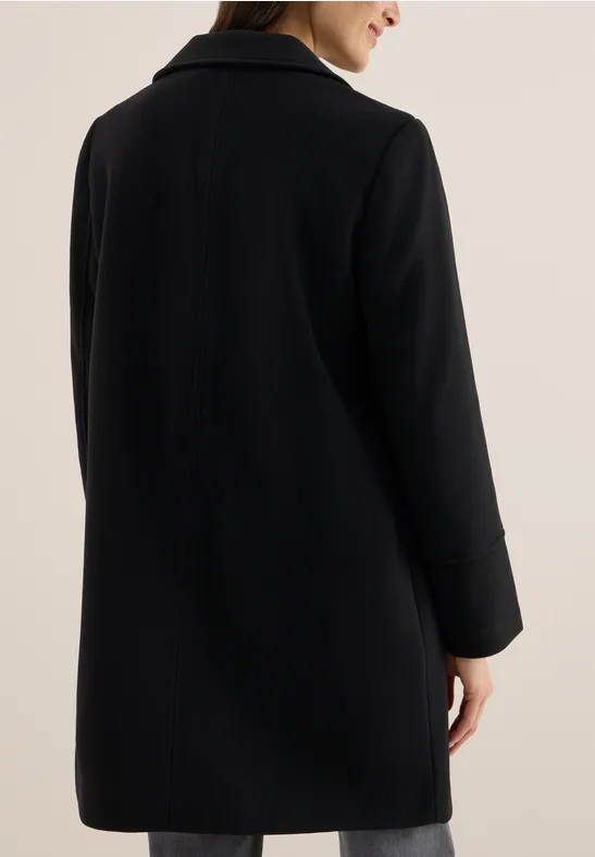Cecil Damen Woll-Optik Revers-Mantel in Schwarz, Gr: XS