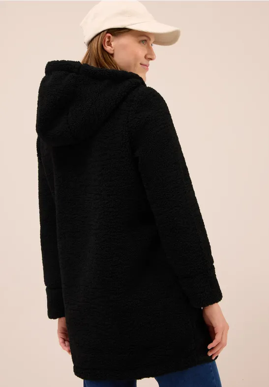 Cecil Damen Teddy Mantel mit Kapuze in Schwarz, Gr: M