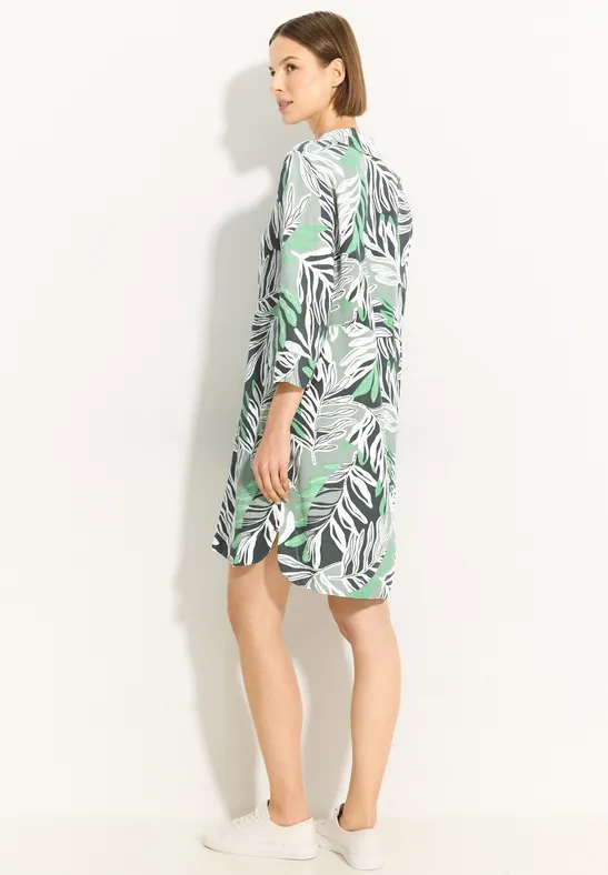 Cecil Damen Leinenmix Kleid mit Print in Grün, Gr: S