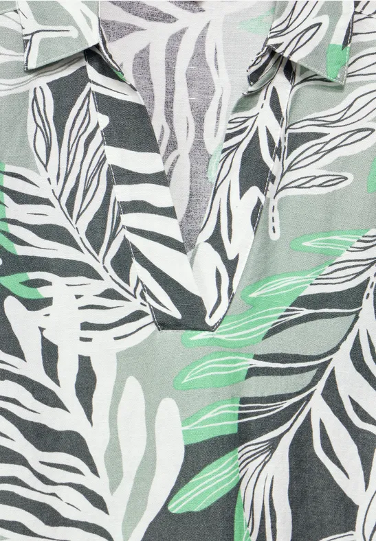 Cecil Damen Leinenmix Kleid mit Print in Grün, Gr: S