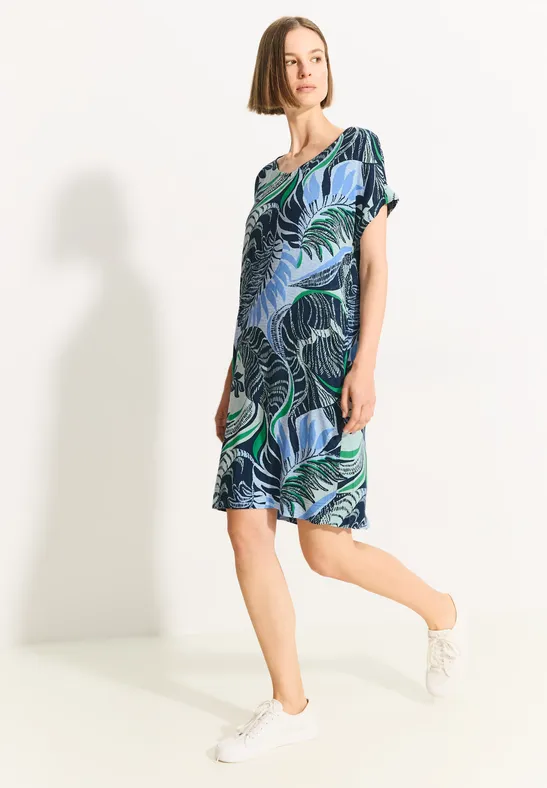 Cecil Damen Sommerkleid mit Print in Blau, Gr: XXL