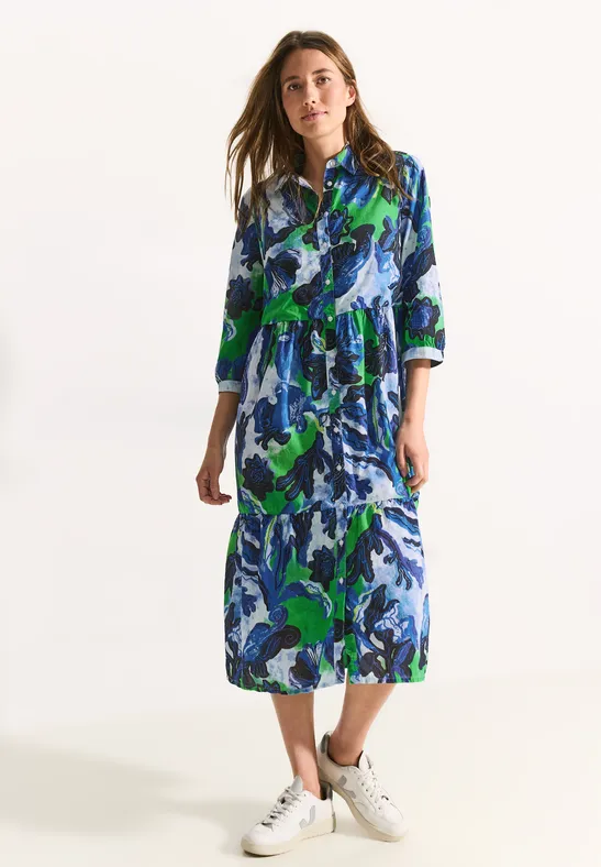 Cecil Damen Midikleid mit Print in Weiß, Gr: XS