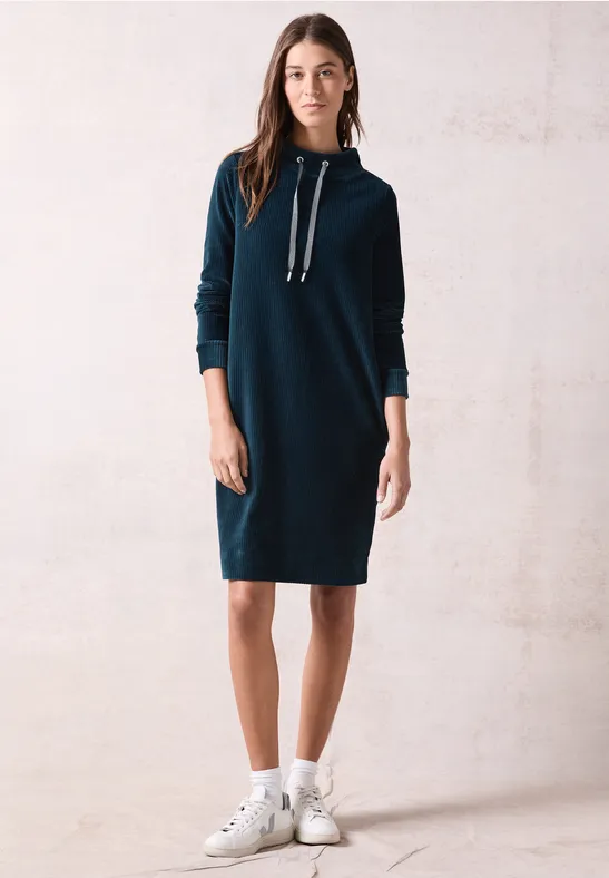 Cecil Damen Jersey-Cord-Kleid in Blau, Gr: XS