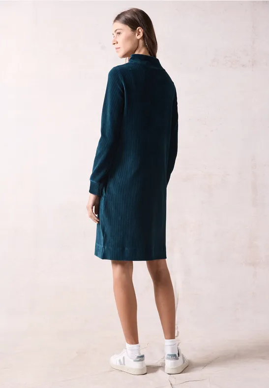 Cecil Damen Jersey-Cord-Kleid in Blau, Gr: XS