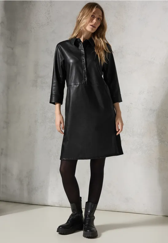 Cecil Damen Kleid im Leder-Look in Schwarz, Gr: L