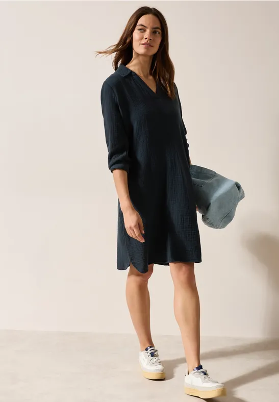 Cecil Damen Musselin Kleid in Blau, Gr: XS
