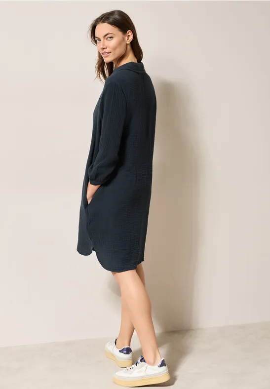 Cecil Damen Musselin Kleid in Blau, Gr: XS