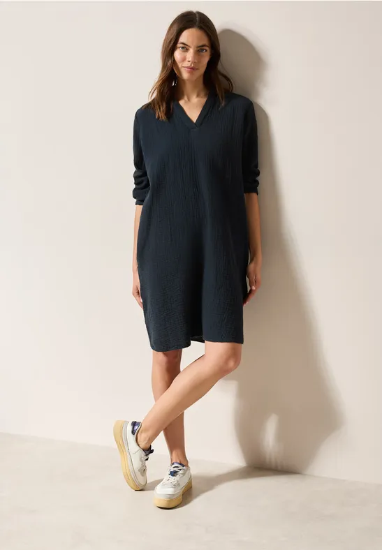 Cecil Damen Musselin Kleid in Blau, Gr: XS