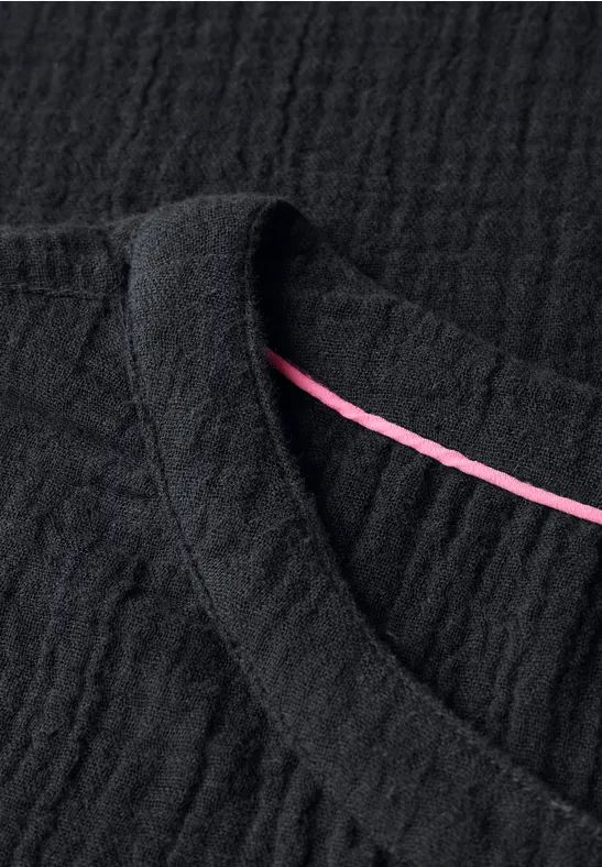 Cecil Damen Musselin-Kleid in Unifarbe in Schwarz, Gr: XXL