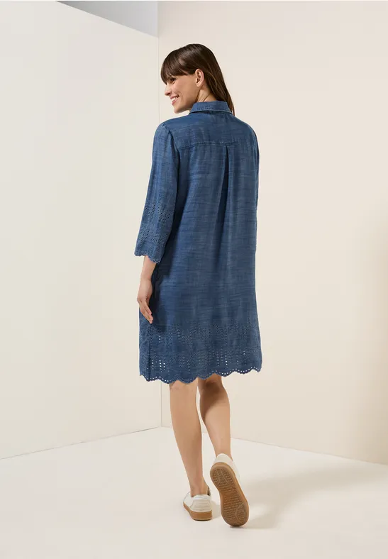 Cecil Damen Lyocell Kleid mit Stickerei in Blau, Gr: XXL