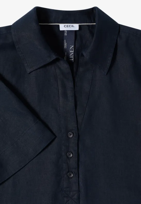 Cecil Damen Knielanges Kleid aus reinem Leinen in Blau, Gr: L