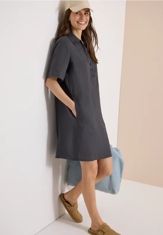Cecil Damen Knielanges Kleid aus reinem Leinen in Grau, Gr: L