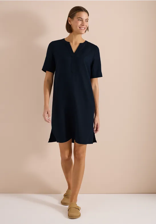 Cecil Damen Knielanges Kleid aus Leinenmix in Blau, Gr: L
