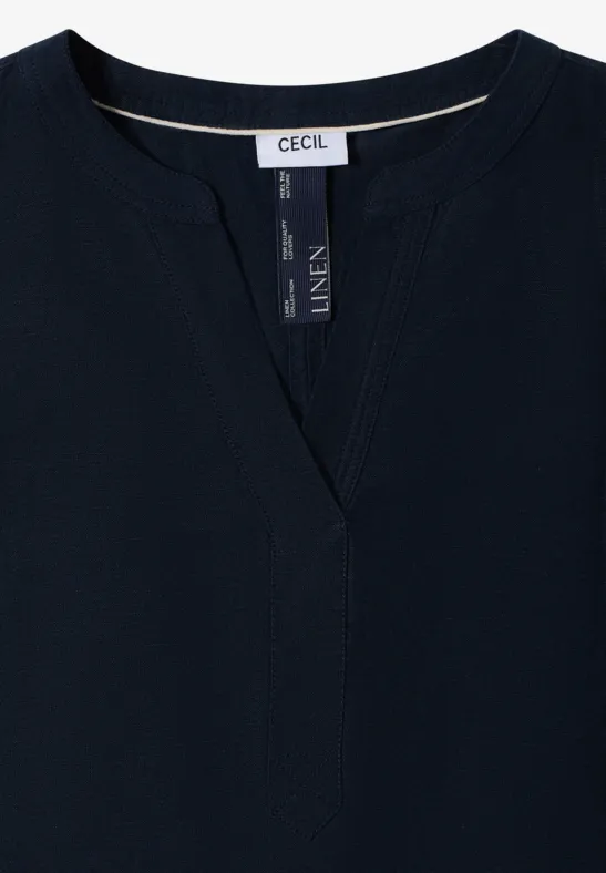 Cecil Damen Knielanges Kleid aus Leinenmix in Blau, Gr: L
