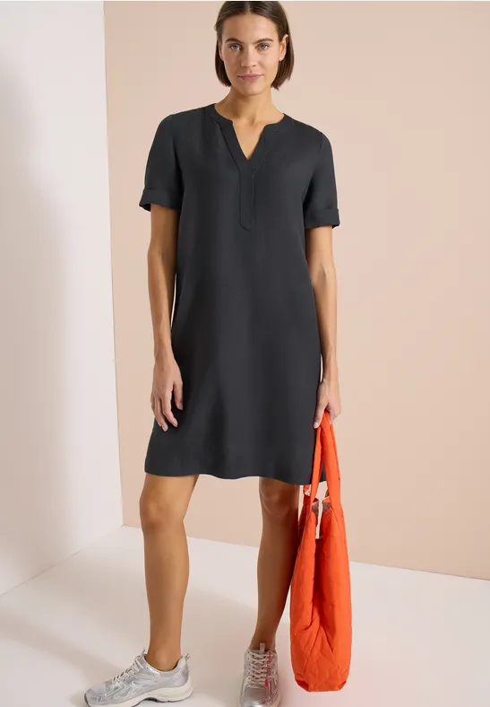 Cecil Damen Knielanges Kleid aus Leinenmix in Grau, Gr: L