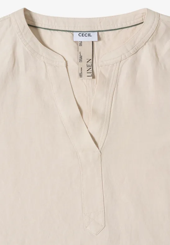Cecil Damen Knielanges Kleid aus Leinenmix in Beige, Gr: L