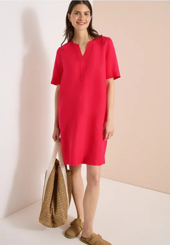 Cecil Damen Knielanges Kleid aus Leinenmix in Rot, Gr: L