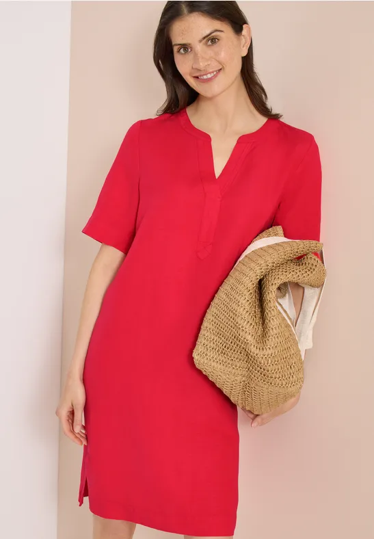 Cecil Damen Knielanges Kleid aus Leinenmix in Rot, Gr: L